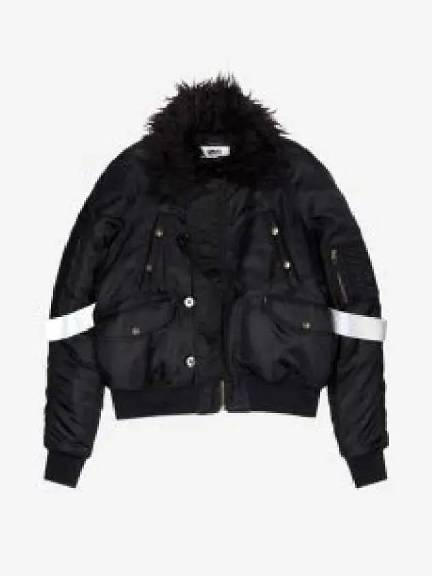 Faux Fur Collar Bomber Jacket Black - MAISON MARGIELA - BALAAN 2