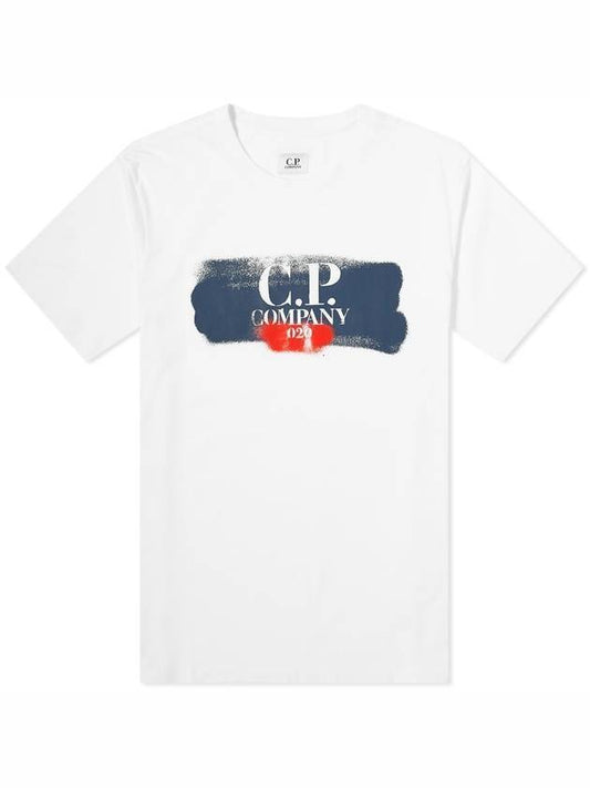 Men's Front Drawing Logo Short Sleeve T-Shirt White - CP COMPANY - BALAAN 1