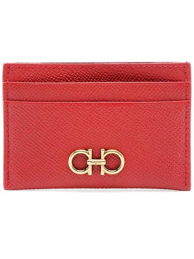 Gancini Card Wallet Lipstick Red - SALVATORE FERRAGAMO - BALAAN 2