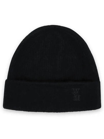 WYM Logo Patch Wool Beanie Black W243KN31534B - WOOYOUNGMI - BALAAN 1