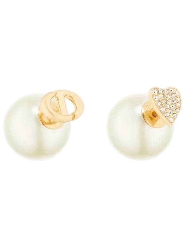 Tribales Finish Metal Resin Pearl Crystal Earrings Gold White - DIOR - BALAAN 1