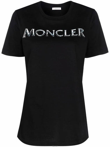 Graphic Logo Lettering Short Sleeve T-shirt Black - MONCLER - BALAAN 1