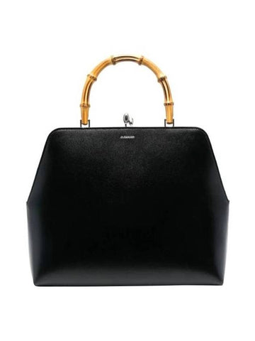 Goji Bamboo Handle Medium Tote Bag Black - JIL SANDER - BALAAN 1