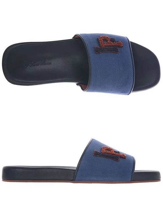 22FW FAM2054 W004 LP Logo Leather Navy Sandals - LORO PIANA - BALAAN 2