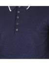 Contrast Trim Silk Cotton Polo Shirt Navy - THOM BROWNE - BALAAN.