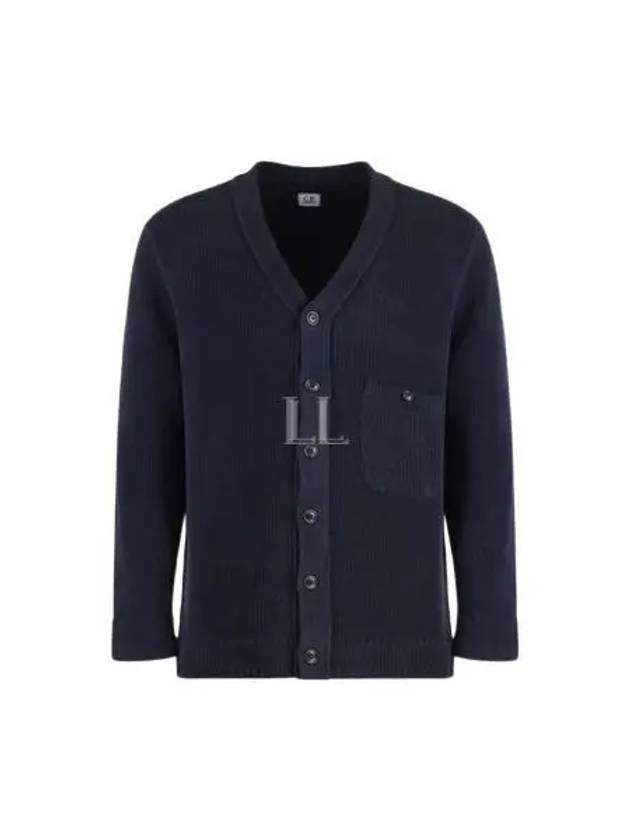 Cotton Chenille Buttoned Cardigan Blue - CP COMPANY - BALAAN 2