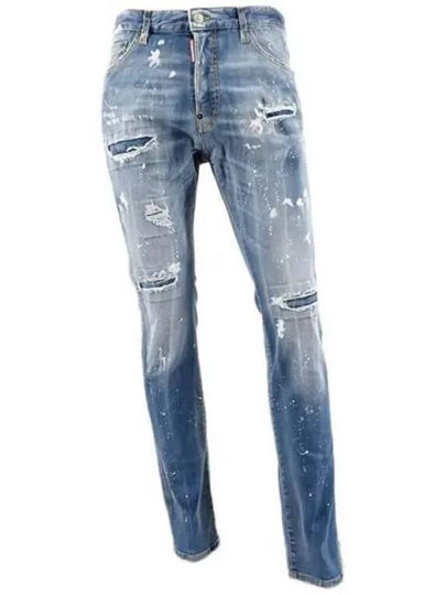 Paint Stretch Cotton Jeans Blue - DSQUARED2 - BALAAN 2