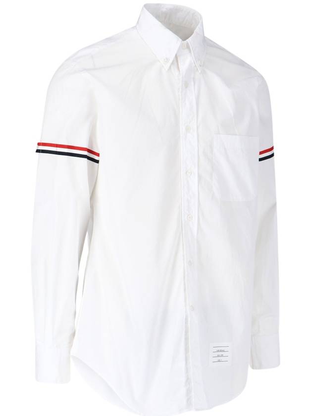 Men's Poplin Grosgrain Armband Classic Long Sleeve Shirt White - THOM BROWNE - BALAAN 3