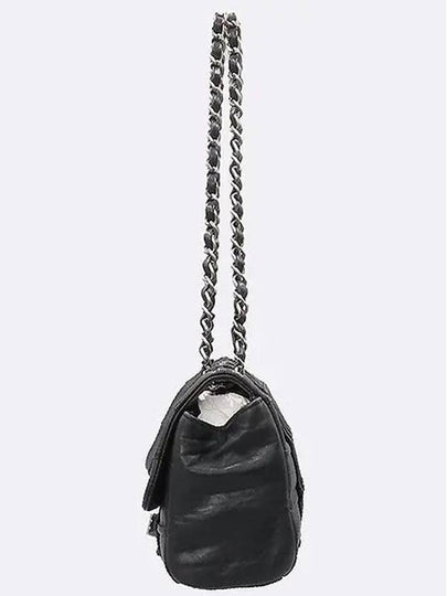 Black color leather 2 55 silver logo turnlock chain flap shoulder bag - CHANEL - BALAAN 2