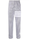 Seersucker Loopback 4 Button Vent Straight Pants Light Grey - THOM BROWNE - BALAAN 2