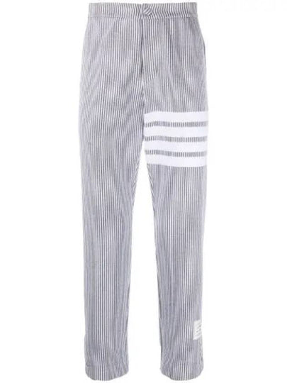 Seersucker Loopback 4 Button Vent Straight Pants Light Grey - THOM BROWNE - BALAAN 2