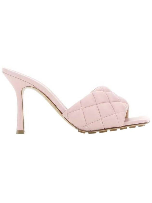 Women's Padded Mule Sandals Heel Light Pink - BOTTEGA VENETA - BALAAN 1