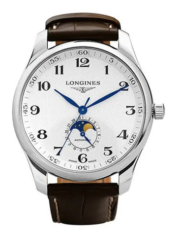 Master Collection Moon Phase Automatic Leather Watch Brown - LONGINES - BALAAN 1