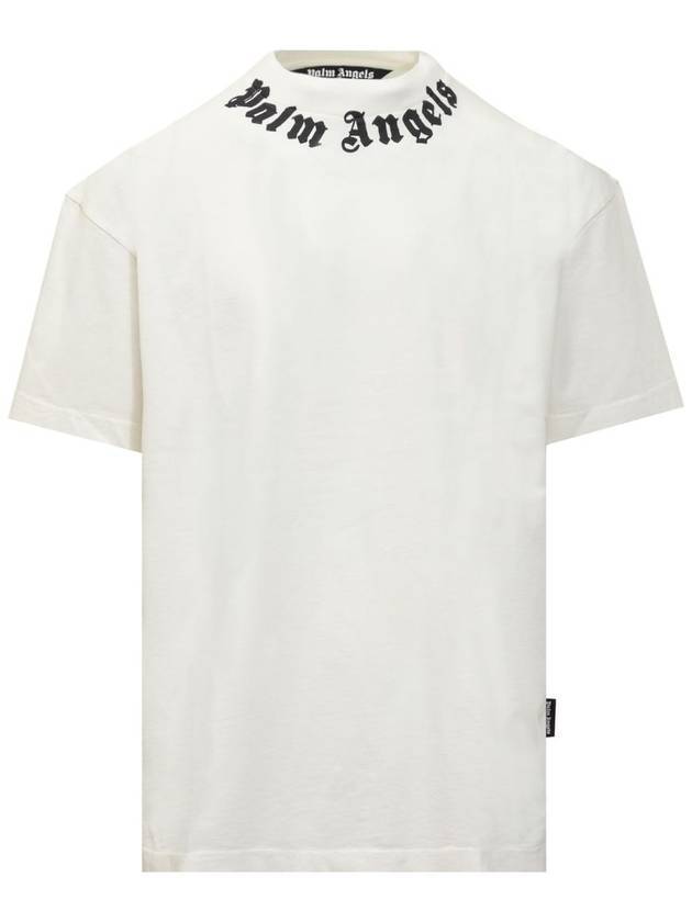 24FW Palm Angels Short Sleeve T-Shirt PMAA001F24JER0070310 OFF WHITE BLACK White - PALM ANGELS - BALAAN 1