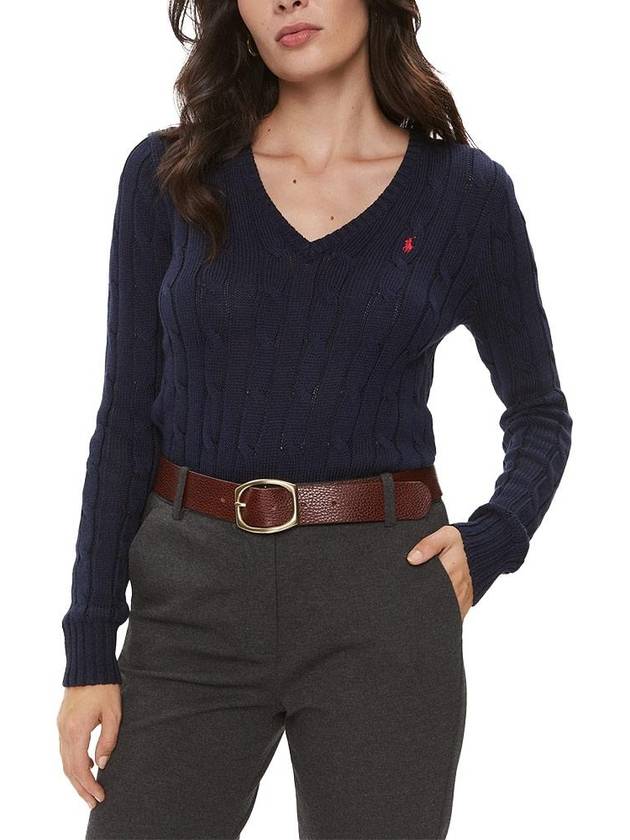 Women's Embroidered Logo Knit Top Navy - POLO RALPH LAUREN - BALAAN 2