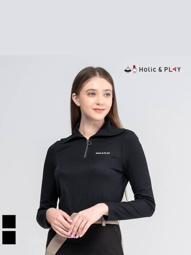 Women s Ribbed Wide Collar T Shirt HC3WTS006 - HOLIC&PLAY - BALAAN 2