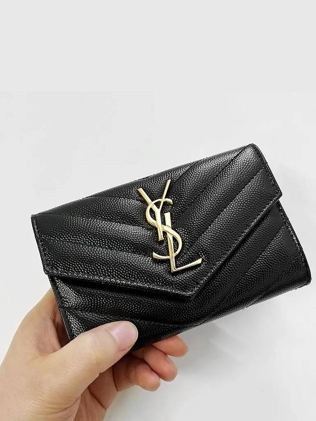 Monogram Envelope Small Half Wallet Black Gold - SAINT LAURENT - BALAAN 5