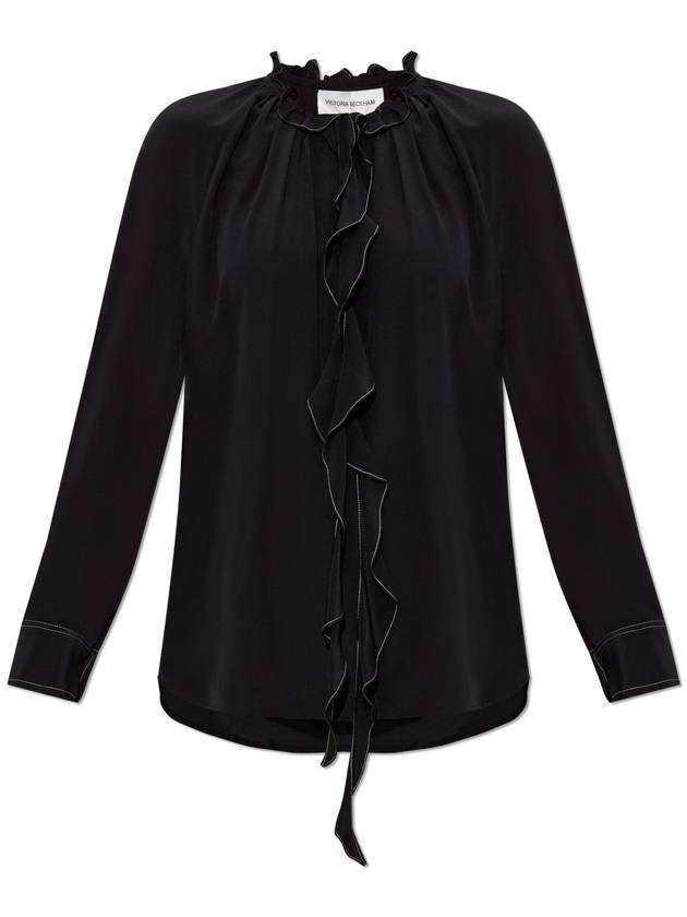 Victoria Beckham Silk Shirt With Ruffles, Women's, Black - VICTORIA BECKHAM - BALAAN 1