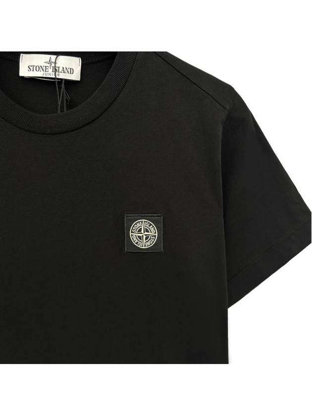 Kids 30/1 Cotton Jersey Short Sleeve T-Shirt Black - STONE ISLAND - BALAAN 4