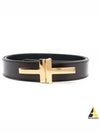 T Buckle Leather Belt 30MM Dark Brown· - TOM FORD - BALAAN 2