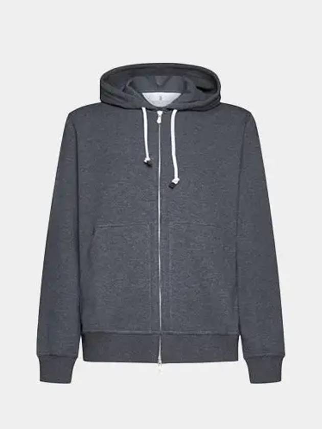 Tech Cotton Zip-Up Hoodie Dark Grey - BRUNELLO CUCINELLI - BALAAN 2