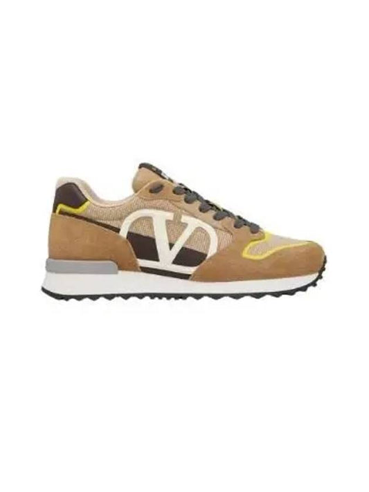 V Logo Low Top Sneakers Yellow - VALENTINO - BALAAN 2