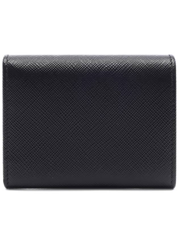 Saffiano Tri-Fold Leather Half Wallet Black - PRADA - BALAAN 5