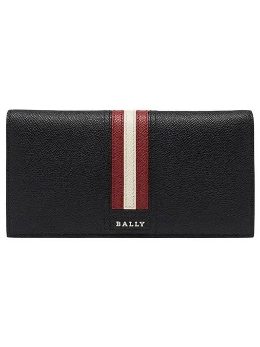 Taliro Three Stripes Logo Long Wallet Black - BALLY - BALAAN.