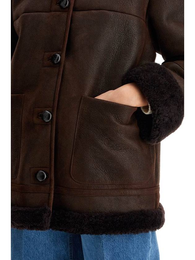 Bourbon Crew Neck Sheepskin Coat Chocolate - WEEKEND MAX MARA - BALAAN 5