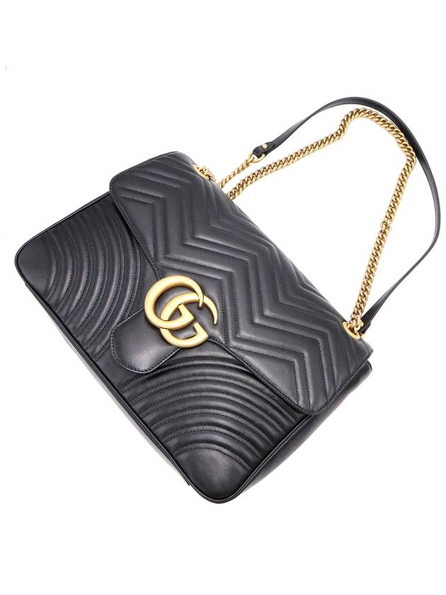 Women s Gucci 498090 Black Matelasse Chevron Gold Chain GG Marmont Large Shoulder Bag gt Gangbuk used luxury goods - GUCCI - BALAAN 8