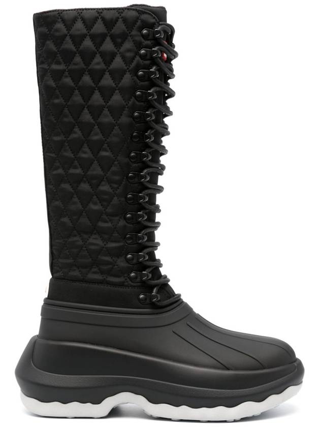 Hunter Quilted Lace Up Middle Boots Black - KENZO - BALAAN 2