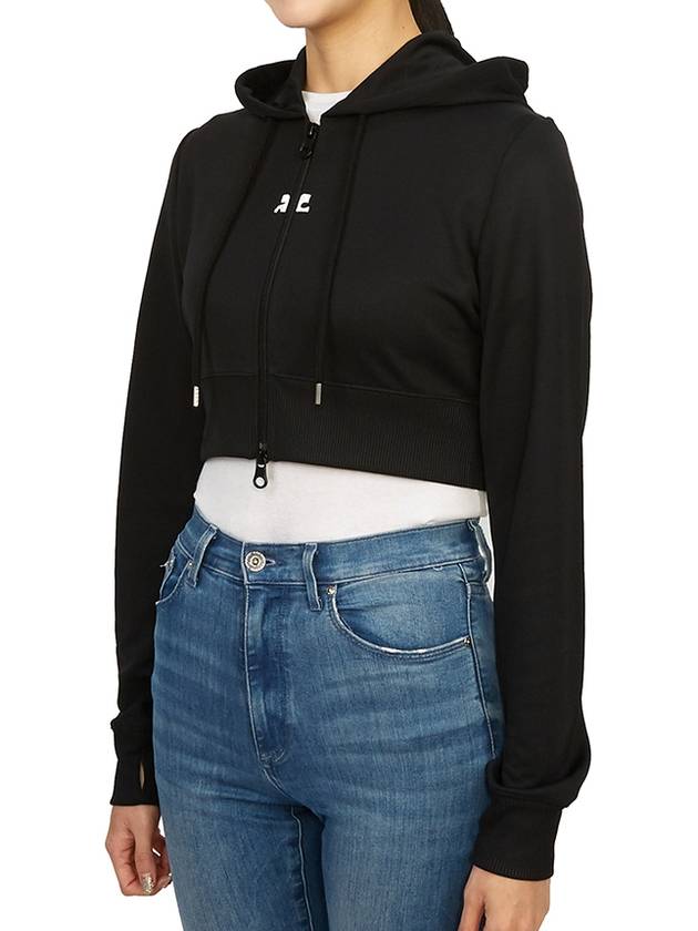 Courr ges 323JVE051JS0091 BLACK Women s Crop Hooded Zip up - COURREGES - BALAAN 5