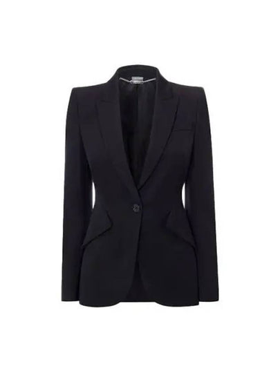 Peak Shoulder Leaf Crepe Jacket Black - ALEXANDER MCQUEEN - BALAAN 2