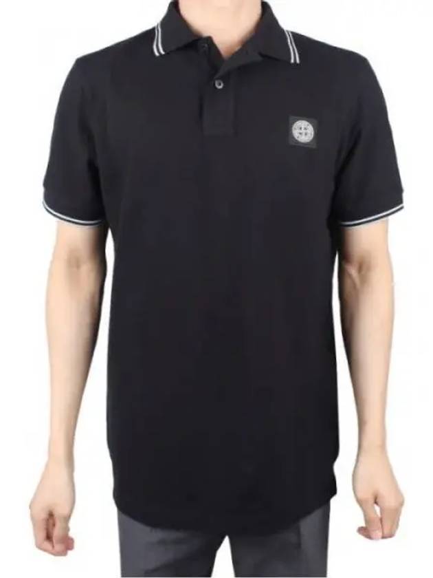 Logo Patch Polo Shirt Black - STONE ISLAND - BALAAN 2