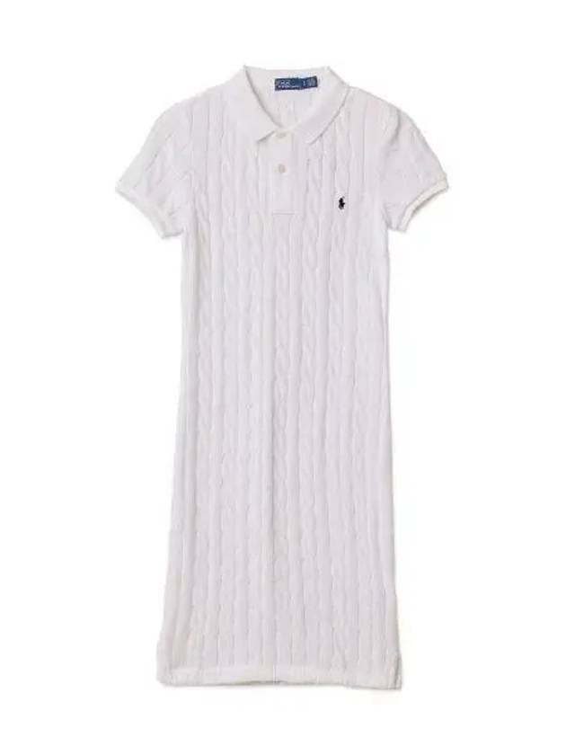 30 points paid W cable knit cotton polo dress white - POLO RALPH LAUREN - BALAAN 1