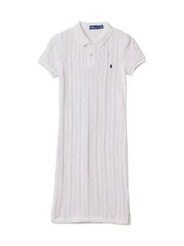 30 points paid W cable knit cotton polo dress white - POLO RALPH LAUREN - BALAAN 1