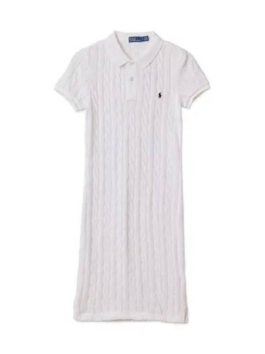 W cable knit cotton polo dress white - POLO RALPH LAUREN - BALAAN 1