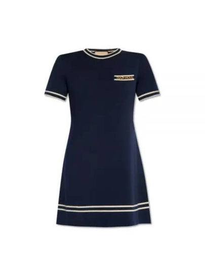 Gucci Horsebit Wool Short Dress Blue - GUCCI - BALAAN 2