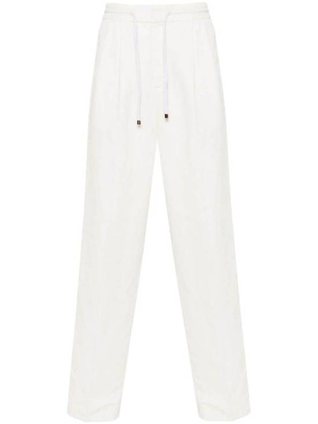 Drawstring Pleated Tapered Straight Pants White - BRUNELLO CUCINELLI - BALAAN 2