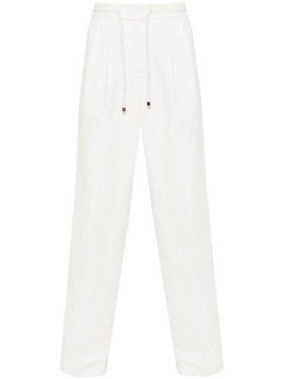 Drawstring Pleated Tapered Straight Pants White - BRUNELLO CUCINELLI - BALAAN 2