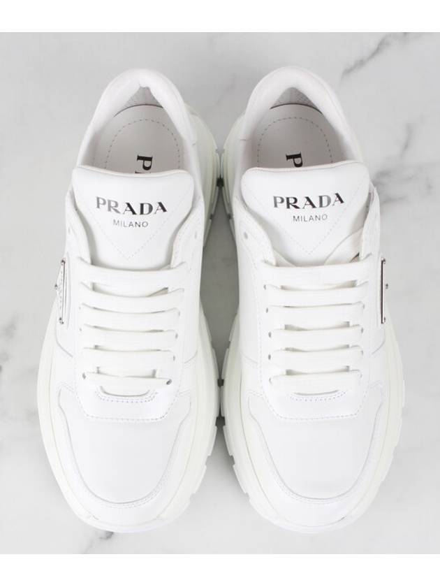 Triangular logo spazzolato sneakers white 37 5 245 - PRADA - BALAAN 9