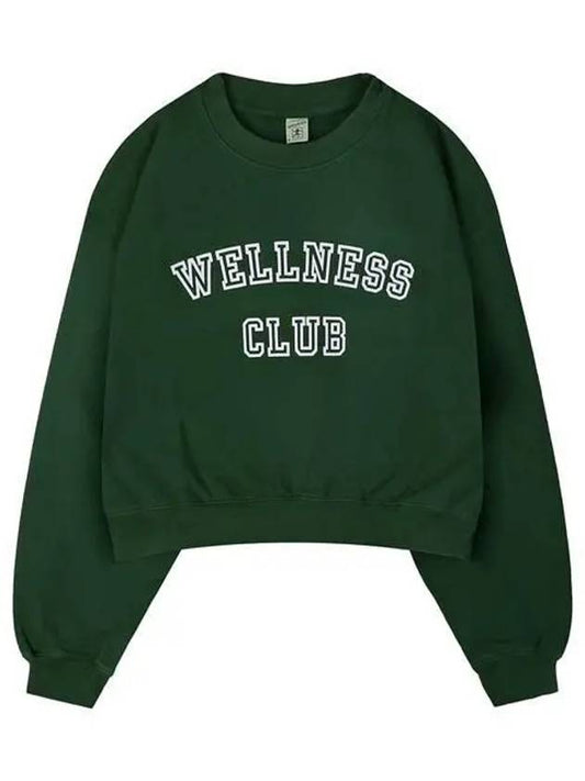 Wellness Club Crop Cotton Sweatshirt Green - SPORTY & RICH - BALAAN 2