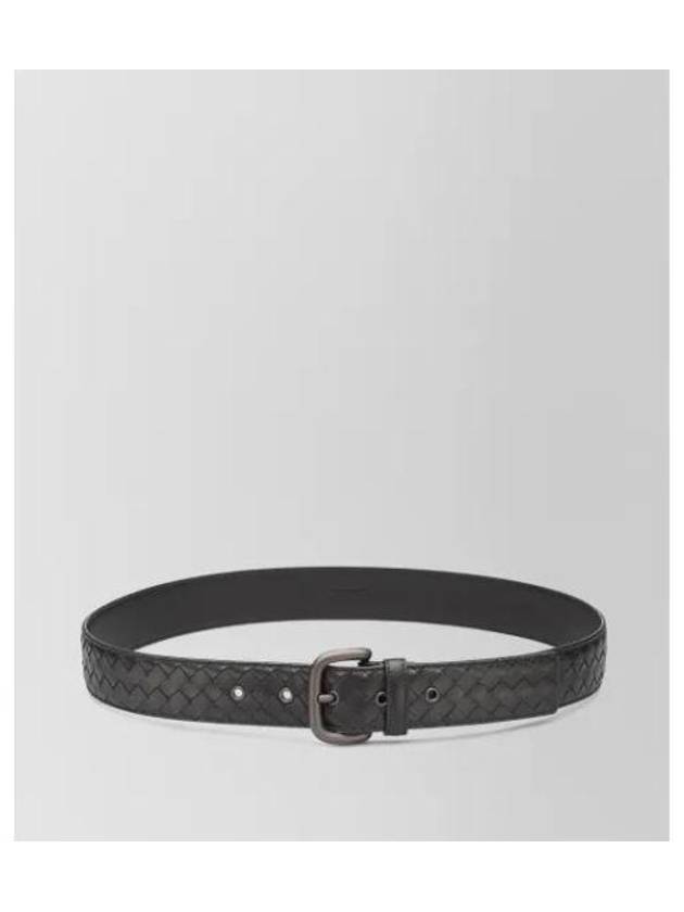 Men's Intrecciato Weaving Leather Belt Black - BOTTEGA VENETA - BALAAN 2