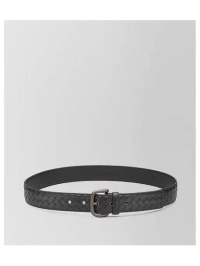 Men's Intrecciato Weaving Leather Belt Black - BOTTEGA VENETA - BALAAN 2