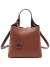 Logo Mini Leather Tote Bag Brown - TOD'S - BALAAN 3