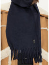 Heart Patch Wool Muffler Scarf Navy Unisex - AMI - BALAAN 8