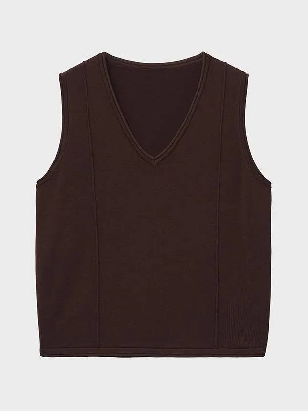 Pintuck Knit Vest Brown - NOIRER FOR WOMEN - BALAAN 3