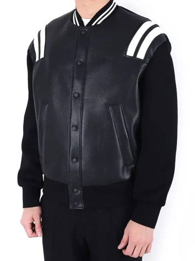 Leather neoprene stadium zip-up jacket 324C - NEIL BARRETT - BALAAN 5