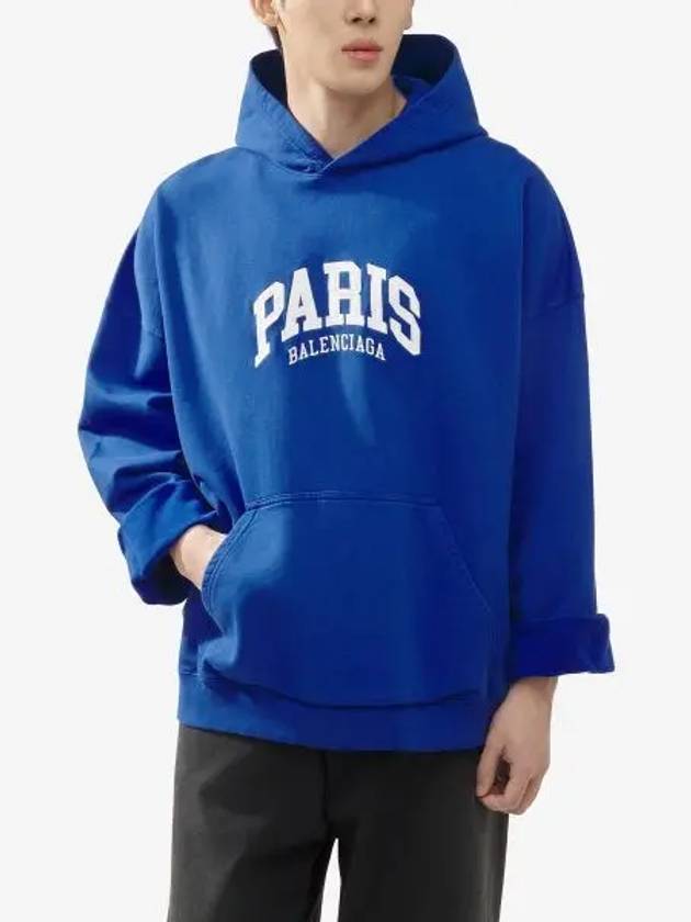 Cities Paris Oversized Hoodie Blue - BALENCIAGA - BALAAN 2