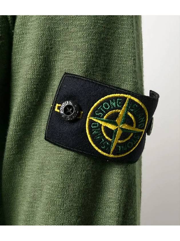 Men's Wappen Patch Round Neck Knit Top Green - STONE ISLAND - BALAAN 5